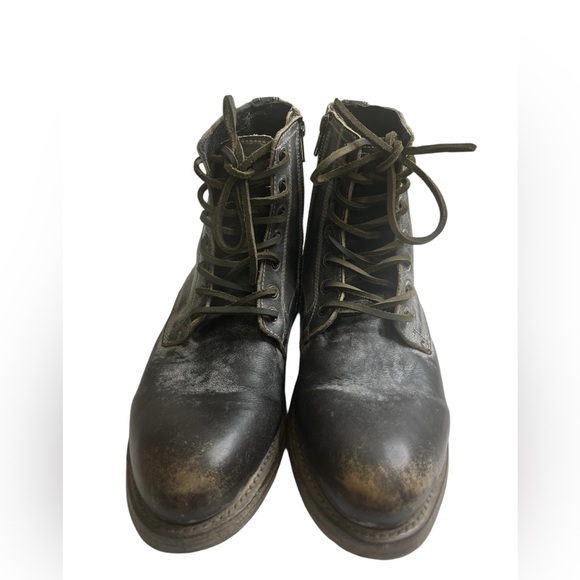 FREEBIRD By Steven LIVERPOOL Lace Up Distressed BLACK Leather BOOTS  Size 9 - Picture 3 of 16